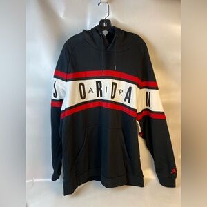 Jordan Black and Red Logo Hoodie Size 2XL